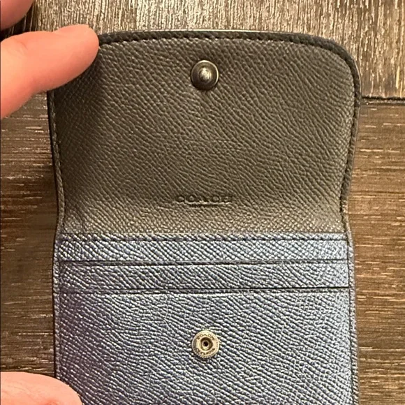 Coach Metallic Blue Bear Card Case - Picture 2 of 3